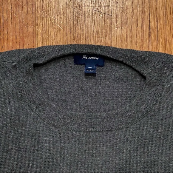 Faconnable Gray Merino Wool Crewneck Sweater XL - Picture 2 of 6